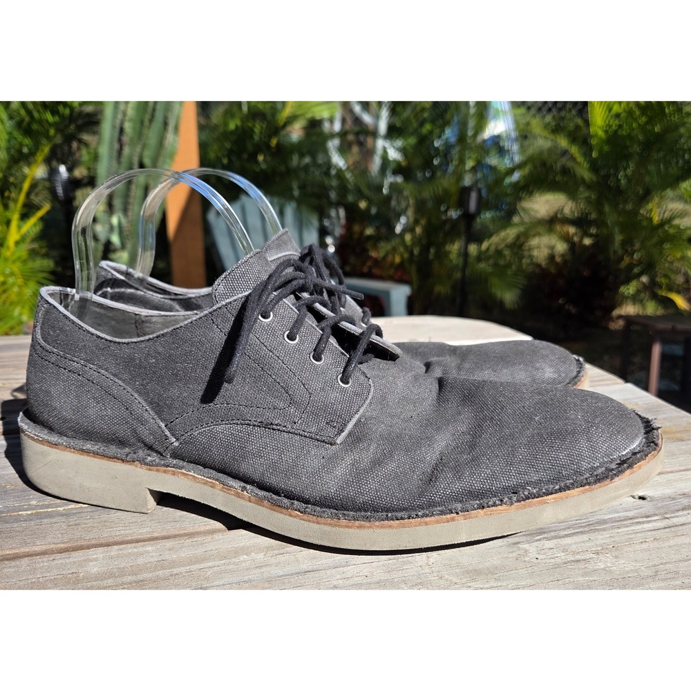 John Varvatos Men's Gray Canvas Casual Oxford Dress Shoes‎ Acid Wash 10.5 Italy
